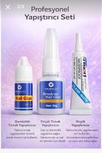 YARICCI 3LÜ SET FIRÇALI TAKMA TIRNAK KİRPİK YAPIŞTIRICISI