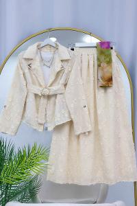 PAPATYA KABARTMALI  BRODE ETEKLİ KADIN TAKIM