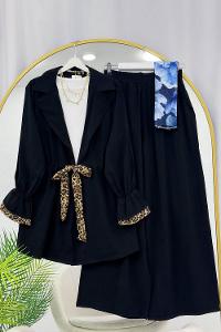 BELDEN LEOPAR BAĞLAMALI PANTOLON TAKIM