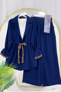 BELDEN LEOPAR BAĞLAMALI PANTOLON TAKIM