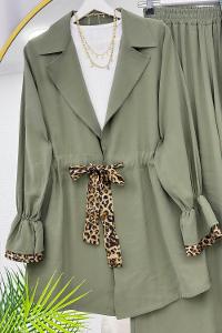 BELDEN LEOPAR BAĞLAMALI PANTOLON TAKIM