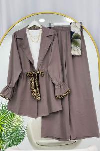 BELDEN LEOPAR BAĞLAMALI PANTOLON TAKIM