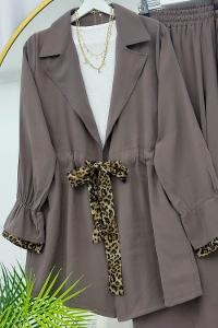 BELDEN LEOPAR BAĞLAMALI PANTOLON TAKIM