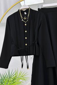 GOLD DÜĞMELİ BELİ BÜZGÜLÜ ETEK TAKIM