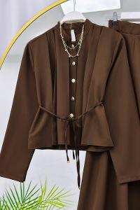 GOLD DÜĞMELİ BELİ BÜZGÜLÜ ETEK TAKIM