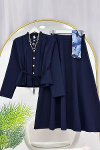 GOLD DÜĞMELİ BELİ BÜZGÜLÜ ETEK TAKIM