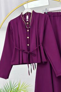 GOLD DÜĞMELİ BELİ BÜZGÜLÜ ETEK TAKIM