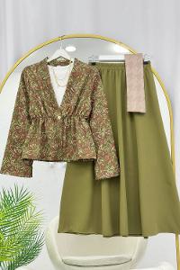 BELDEN BÜZGÜLÜ ETEKLİ KİMONO TAKIM