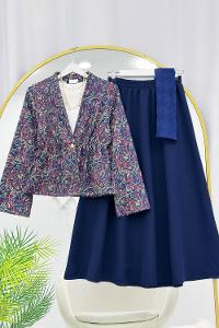 BELDEN BÜZGÜLÜ ETEKLİ KİMONO TAKIM