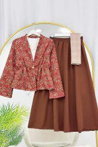 BELDEN BÜZGÜLÜ ETEKLİ KİMONO TAKIM