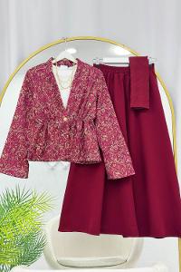 BELDEN BÜZGÜLÜ ETEKLİ KİMONO TAKIM