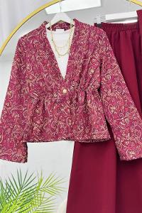 BELDEN BÜZGÜLÜ ETEKLİ KİMONO TAKIM