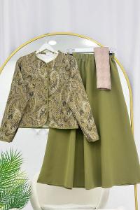 RENK GEÇİŞLİ ÖNÜ DÜĞMELİ ETEKLİ  TAKIM