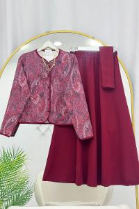 RENK GEÇİŞLİ ÖNÜ DÜĞMELİ ETEKLİ  TAKIM