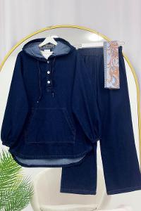 YARIM ÇITÇIT DÜĞMELİ KOT TAKIM