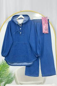 YARIM ÇITÇIT DÜĞMELİ KOT TAKIM