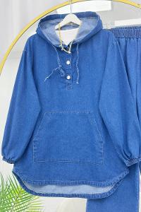 YARIM ÇITÇIT DÜĞMELİ KOT TAKIM