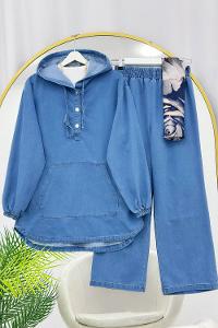 YARIM ÇITÇIT DÜĞMELİ KOT TAKIM