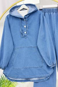 YARIM ÇITÇIT DÜĞMELİ KOT TAKIM