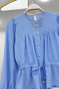 BELDEN BÜZGÜLÜ ÖNÜ DÜĞMELİ GÖMLEK