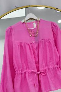 BELDEN BÜZGÜLÜ ÖNÜ DÜĞMELİ GÖMLEK