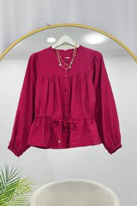 BELDEN BÜZGÜLÜ ÖNÜ DÜĞMELİ GÖMLEK