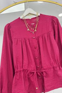 BELDEN BÜZGÜLÜ ÖNÜ DÜĞMELİ GÖMLEK