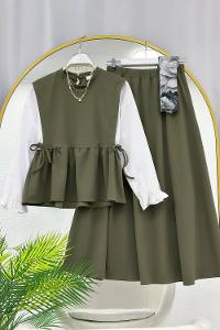 KOLLARI FIRFIRLI ETEKLİ KADIN TAKIM