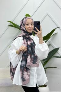 ZAMBAK ÇİÇEKLİ PAMUK ŞAL SERİSİ
