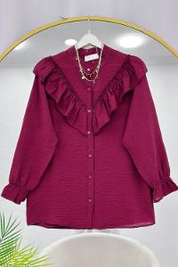 DÜĞME DETAYLI FIRFIRLI GÖMLEK