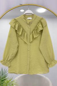 DÜĞME DETAYLI FIRFIRLI GÖMLEK