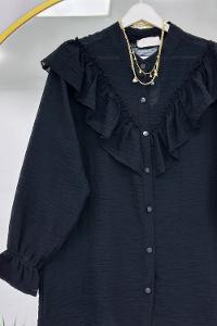 DÜĞME DETAYLI FIRFIRLI GÖMLEK