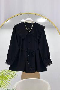 YAKASI DANTEL İŞLEMELİ GÖMLEK