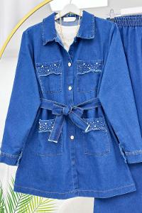 CEBİ BONCUK DETAYLI KADIN KOT TAKIM