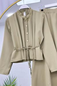 GOLD DÜĞMELİ BELİ BÜZGÜLÜ ETEK TAKIM