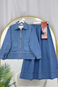 YANLARI CEPLİ ETEKLİ KOT TAKIM