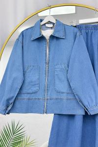 YANLARI CEPLİ ETEKLİ KOT TAKIM