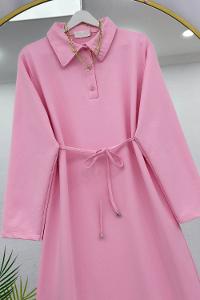 YARIM DÜĞMELİ BOYDAN ELBİSE