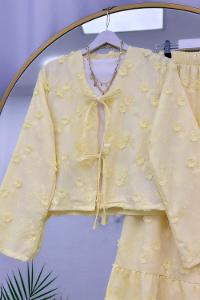 ÇİÇEK NAKIŞLI KİMONO ETEK TAKIM