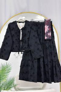 ÇİÇEK NAKIŞLI KİMONO ETEK TAKIM