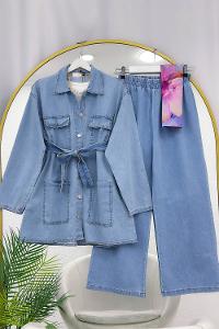 KEMERLİ PANTOLONLU KOT TAKIM