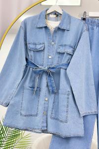 KEMERLİ PANTOLONLU KOT TAKIM