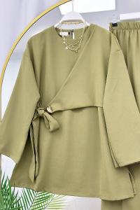 YANDAN TOKALI KREP PANTOLONLU TAKIM