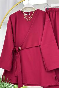 YANDAN TOKALI KREP PANTOLONLU TAKIM