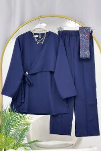 YANDAN TOKALI KREP PANTOLONLU TAKIM