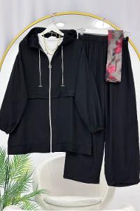 YAKASI ZİNCİR DETAYLI KRINKIL KADIN TAKIM