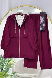 YAKASI ZİNCİR DETAYLI KRINKIL KADIN TAKIM