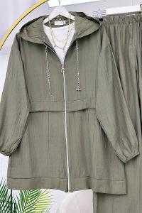 YAKASI ZİNCİR DETAYLI KRINKIL KADIN TAKIM