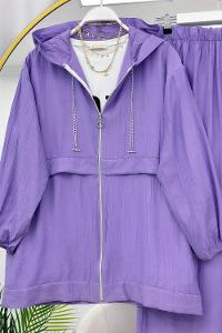 YAKASI ZİNCİR DETAYLI KRINKIL KADIN TAKIM