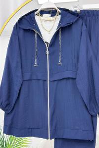 YAKASI ZİNCİR DETAYLI KRINKIL KADIN TAKIM